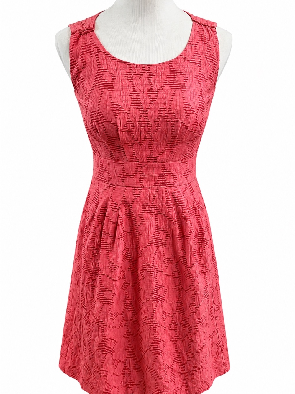 Banana Republic Coral Textured Sleeveless Fit-and-Flare Dress Size 0